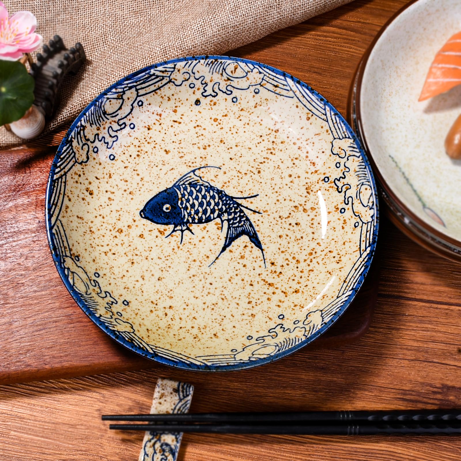 Amazon.com | 7 Inch Japanese Retro Ceramic Dinner Plates Set of 4